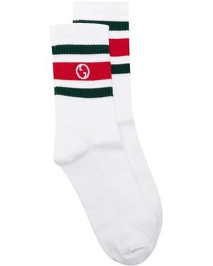 Gucci Calcetines De Algodón Con Gg Redonda, Talla - Blanco