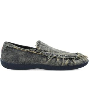 DIESEL Mocassini D-Shock Denim Con Frange - Grigio