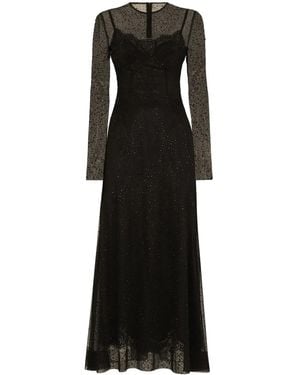 Dolce & Gabbana Strass-Embellished A-Line Maxi Dress - Black