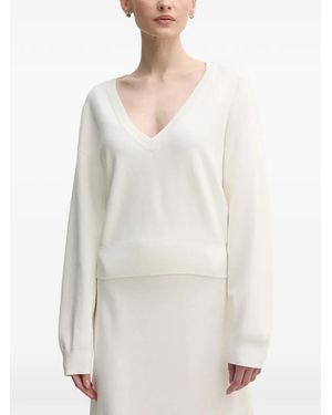 Ouí V-Neck Long-Sleeve Jumper - White