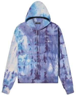 Amiri Logo-Print Tie-Dye Hoodie - Blue