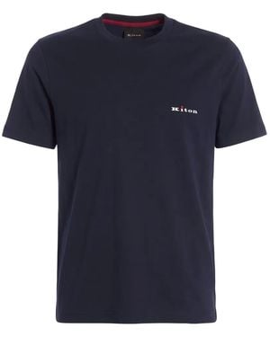 Kiton Logo-Embroidered T-Shirt - Blue