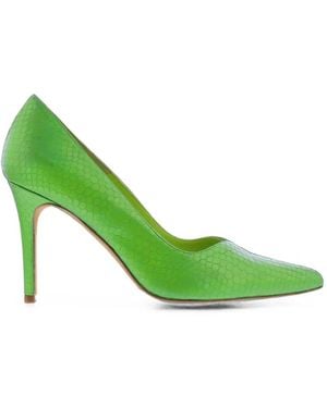 Toral Shoes Monaco Snakeskin-Effect Pointed-Toe Heeled Court Shoes - Green
