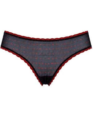 Laura Urbinati Sheer-Mesh Lace-Trim Briefs - Blue