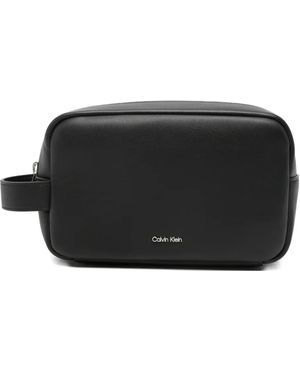 Calvin Klein Logo-Print Wash Bag - Black