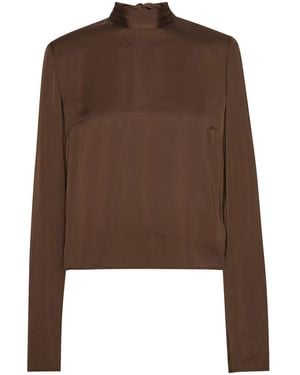 ROTATE BIRGER CHRISTENSEN Langarmshirt mit drapiertem Rücken - Braun
