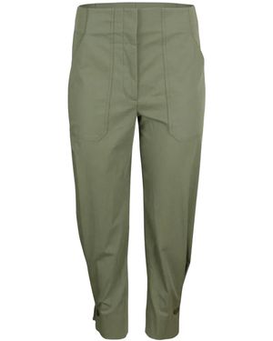 Veronica Beard Stapleton Button-Cuff Trousers - Green