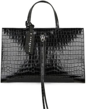 John Richmond Tote Bag Mit Kroko-Optik - Schwarz