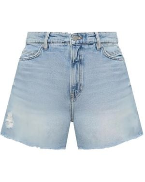 BOSS Distressed Frayed-Hem Shorts - Blue