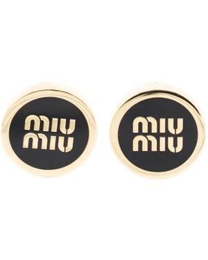 Miu Miu Miumiu Enamelled Metal Earrings - Black