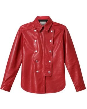 Isabel Marant Valdy Snap-Button Leather Shirt - Red