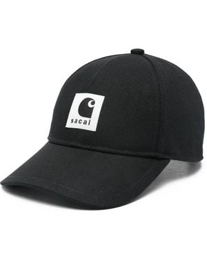 Sacai X Carhartt Wip Duck Logo-Patch Cap - Black