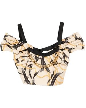 Elisabetta Franchi Chain Print Top - Natural