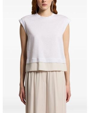 Peserico Crew-Neck Cap-Sleeve Top - White