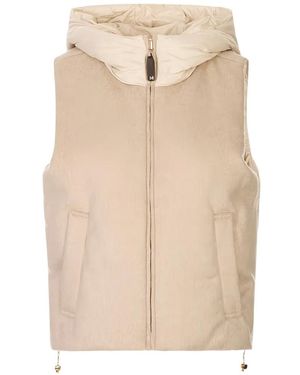 Max Mara Quilted Hooded Gilet - Natural