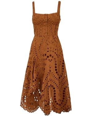 Charo Ruiz Ayla Eyelet Asymmetric Dress - Brown