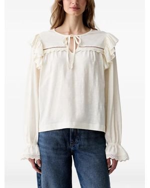 Barbour Carleen Ruffled Cotton Blouse - White