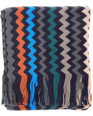 Missoni Zigzag-Knit Scarf - Blue