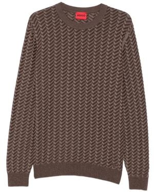 BOSS Pull Simond À Chevrons - Brown