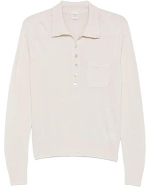 19.61 MILANO Miura Button-Up Chest-Pocket Polo Top - White