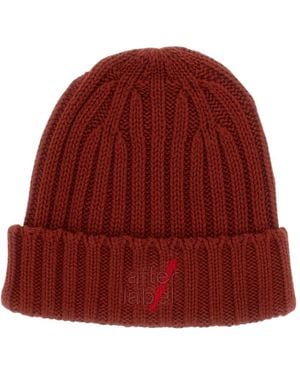 AFTER LABEL Ribbed-Knit Beanie Hat - Red