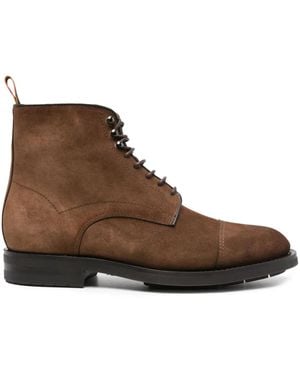 Santoni レースアップ スエードブーツ - ブラウン