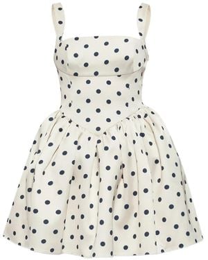 Self-Portrait サテン ミニドレス - ホワイト