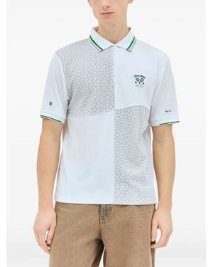 Dime Court Paneled Embroidered Polo Shirt - Blue
