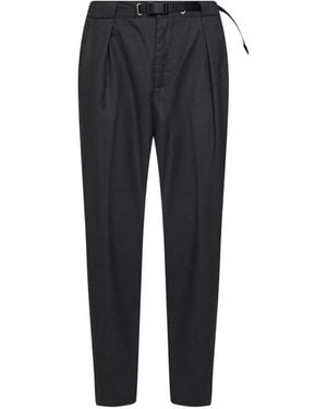 White Sand Belted Pleated Pants - Black