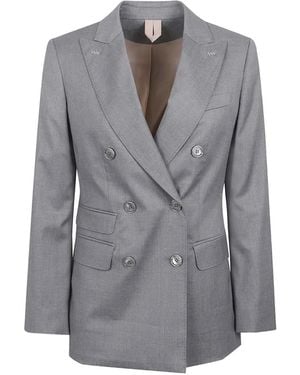 Max Mara Double-Breasted Virgin-Wool Jacket - Grey