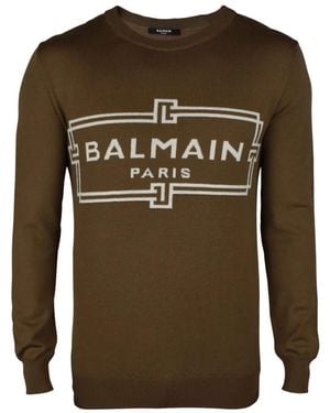 Balmain Logo Long-Sleeved Jumper - Green