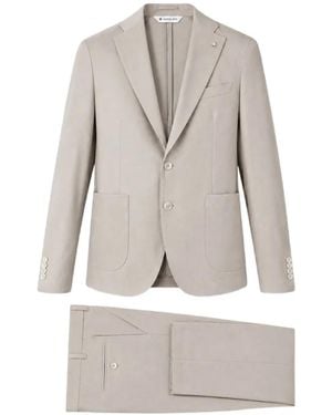 Manuel Ritz Single-Breasted Notched-Lapels Suit - Grey