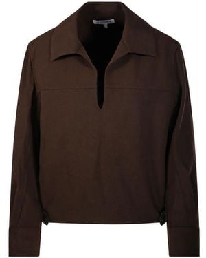 OSCAR THE COLLECTION Gryan Elasticated-Hem Top - Brown
