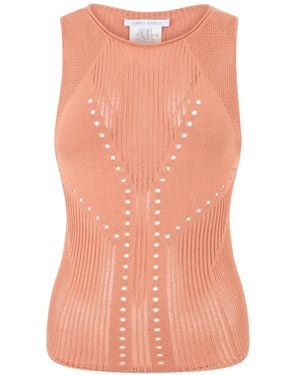 Alberta Ferretti Perforated Knitted Tank Top - Pink