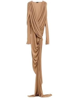 Atlein Draped Split Maxi Dress - White