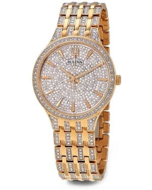 Bulova Crystal-Embellished Classic 42Mm Watch - Metallic