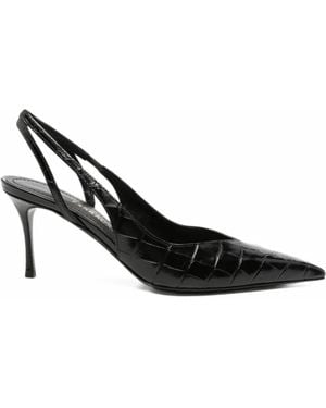 Ferragamo Dafne Croc-Effect Slingback Pumps - Black
