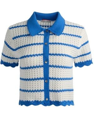Alice + Olivia Randall Pointelle-Knit Cardigan - Blue