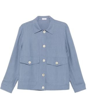 Brunello Cucinelli Button-Up Flap-Pocket Overshirt - Blue