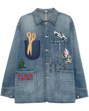 KHOKI Button-Up Denim Jacket - Blue