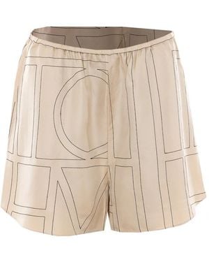 TOTEME Monogram-Print Shorts - Natural