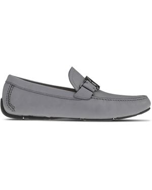 Ferragamo Mocassini Con Placca Logo - Grigio