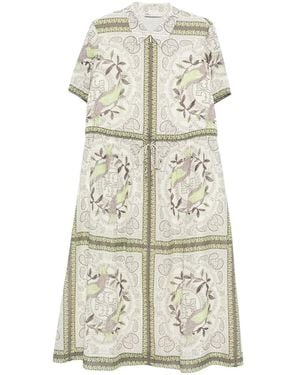 Tory Burch Cinched Cotton Zip Dress - White
