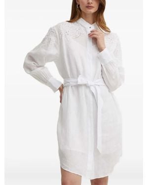 BOSS Eyelet Ruffled Midi Dress - White