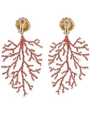 Vintage Daniela De Marchi Coral Earrings - White