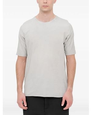 69 by Isaac Sellam Leather-Trimmed Jersey T-Shirt - Gray