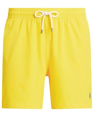 Polo Ralph Lauren Drawstring-Waist Logo-Embroidered Swim Shorts - Yellow