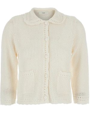 DUNST Open-Knit Cardigan - White