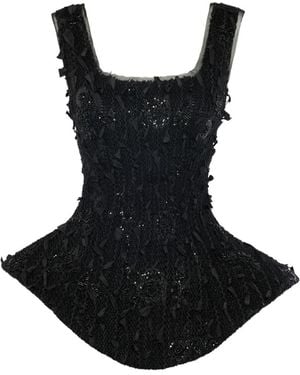 A.W.A.K.E. MODE Sequin-Embellished Peplum Top - Black
