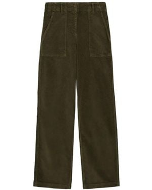 Momoní Hibiscus Bis Garment-Dyed Velvet Trousers - Green